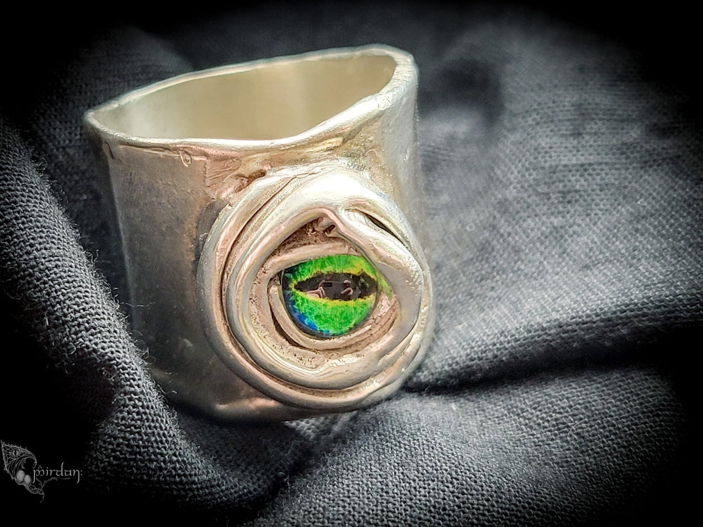 silver 925 ring resin eye stone